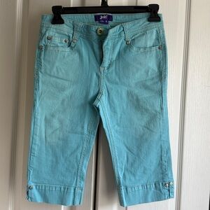 Jolt Aqua Blue Cropped Pants